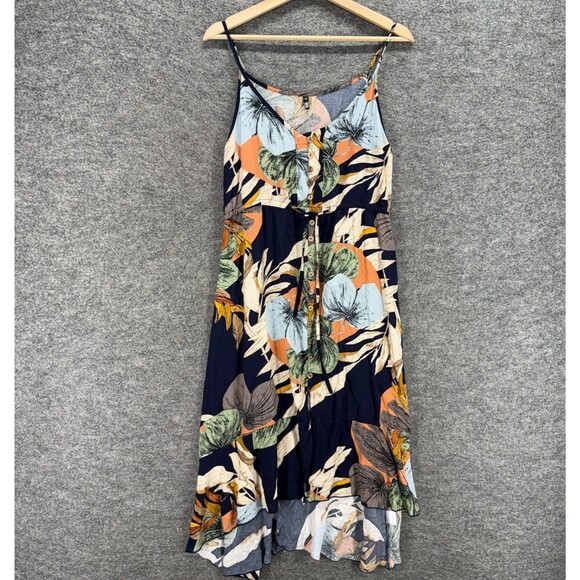 Lovave Dress Women M Medium Blue Floral Shift Midi V-Neck Sleeveless Button - Picture 1 of 7